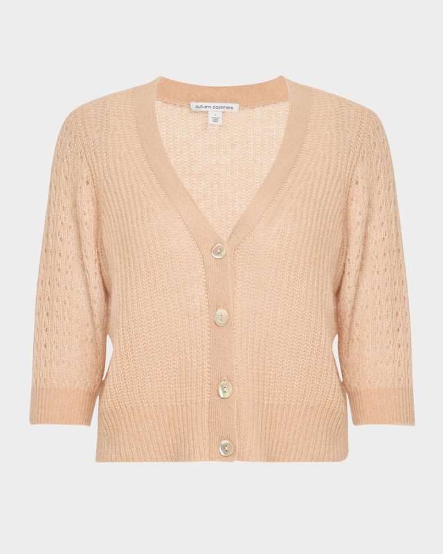 Cashmere-Silk Mixed Stitch Cardigan
